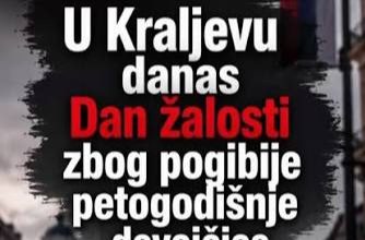 Kraljevo zavijeno u crno: Dan žalosti zbog smrti petogodišnje devojčice